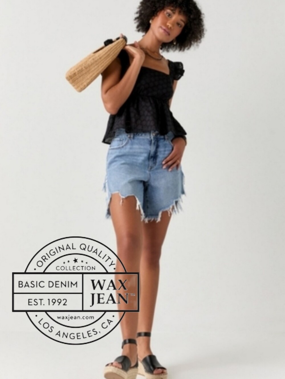 Bermuda Distressed Cotton Shorts by Rewashed Denim